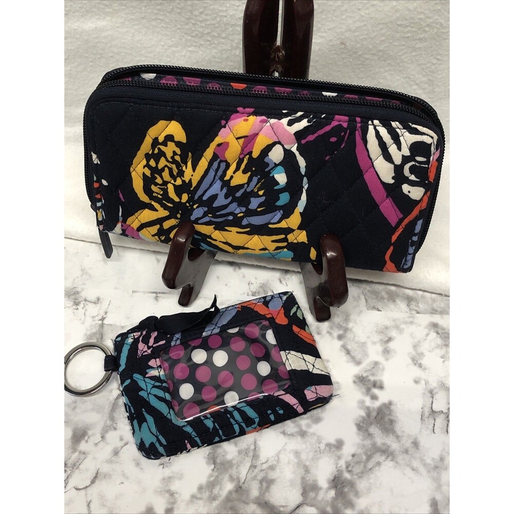 Vera Bradley Wallet & Zip ID Case Set Butterfly Print Quilted Multicolor - Picture 2 of 11